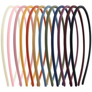 12-Pack Slim Plastic Headbands with Teeth – Colorful, Lightweight, DIY-Friendly
